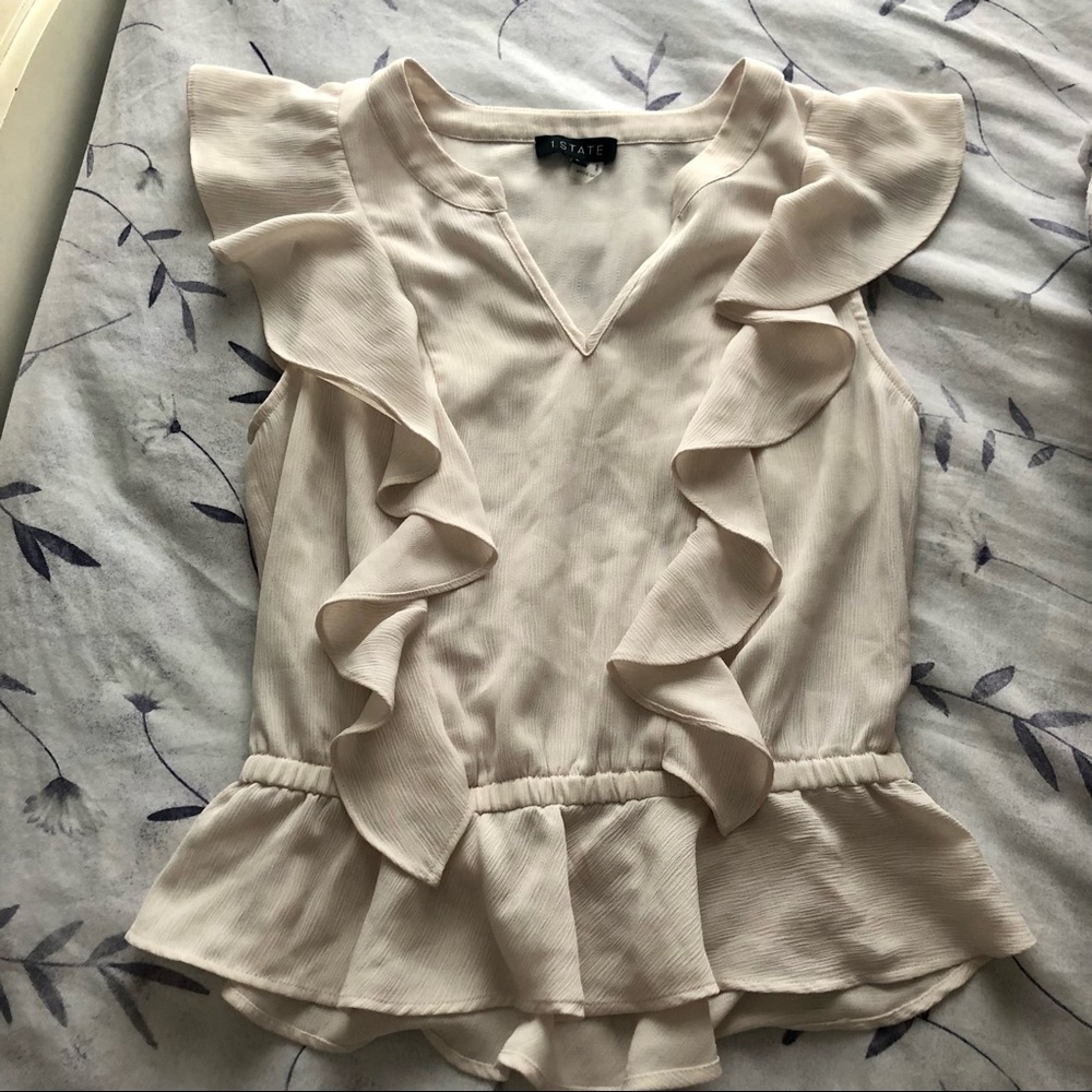 1.State Ruffle Sleeveless Blouse Top